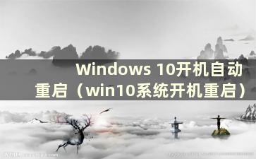 Windows 10开机自动重启（win10系统开机重启）